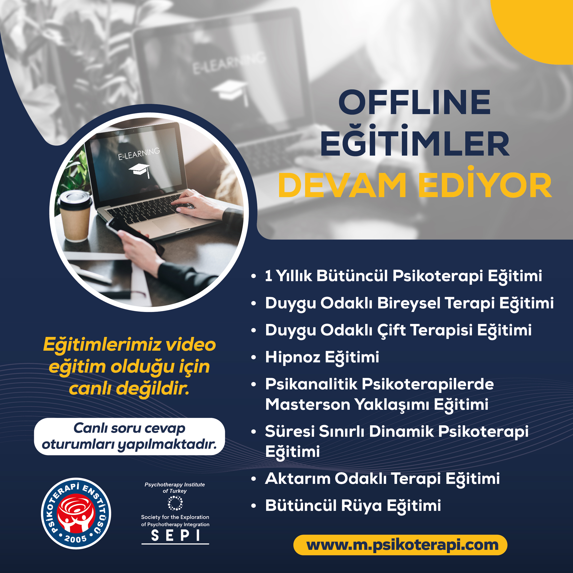 Psikoterapi Enstitüsü Offline Eğitimler Devam Ediyor